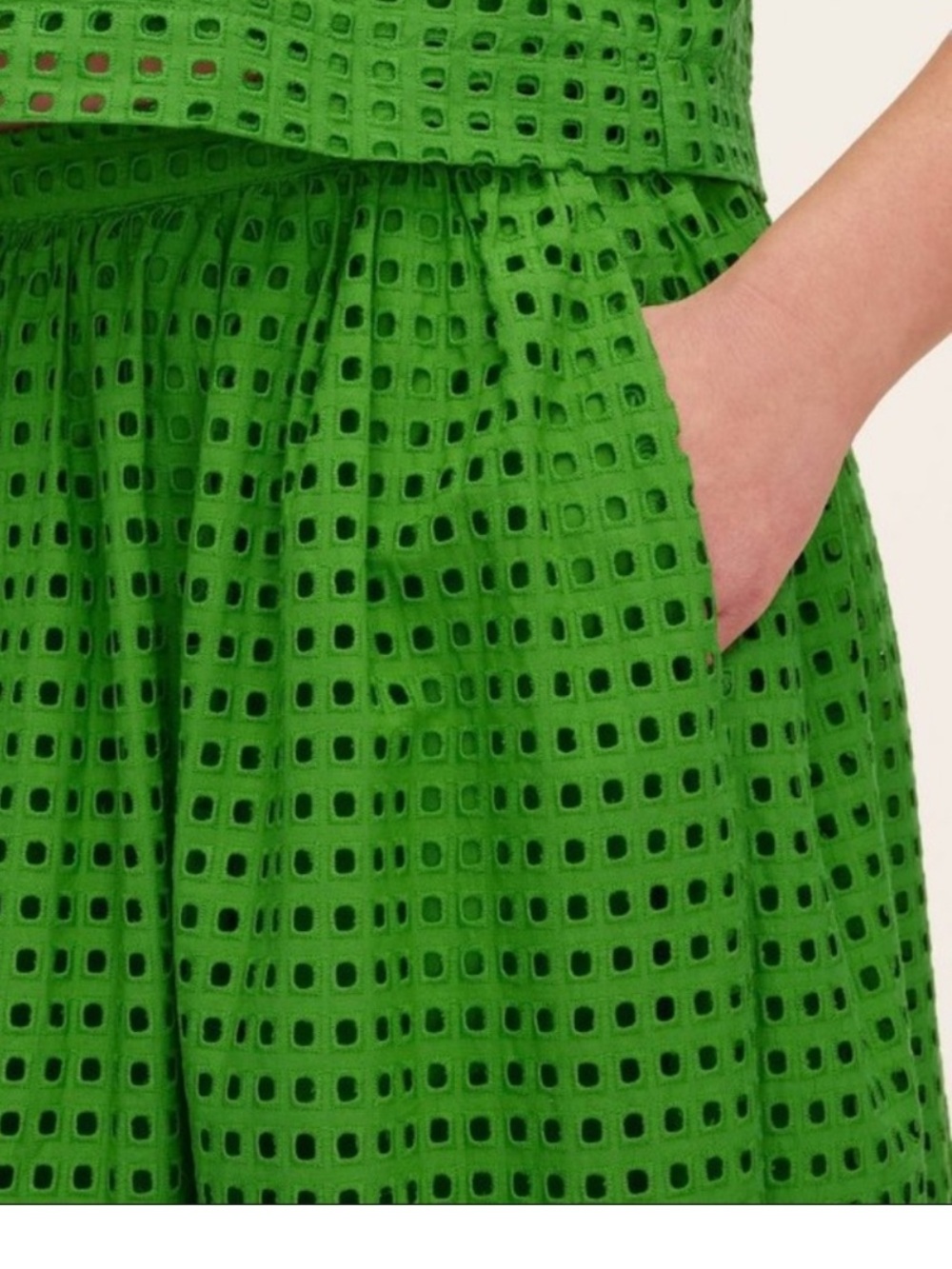 Kate Spade Green Eyelet Midi Skirt - Picture 2 of 3